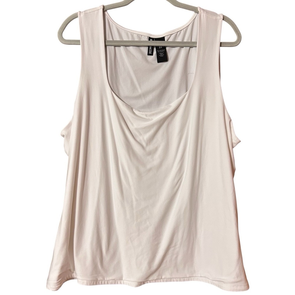 Kristin Nicole Women's Size 3X Square Cut Neck Solid White‎ Sleeveless Tank Top
